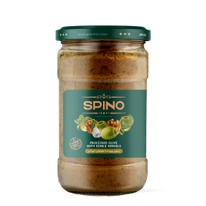 Processed olive with edible kernels